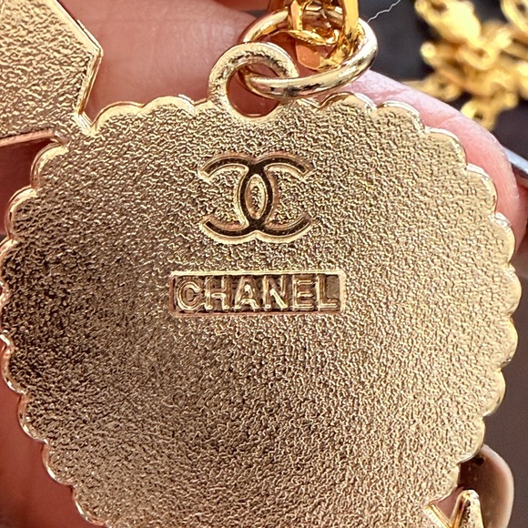 Authentic EUC Double CC stamped pink 
enamel heart Charm 18K plated 
18” chain - Picture 2 of 7